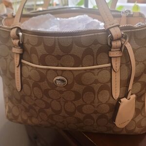 Coach Tan Signature Tote Bag